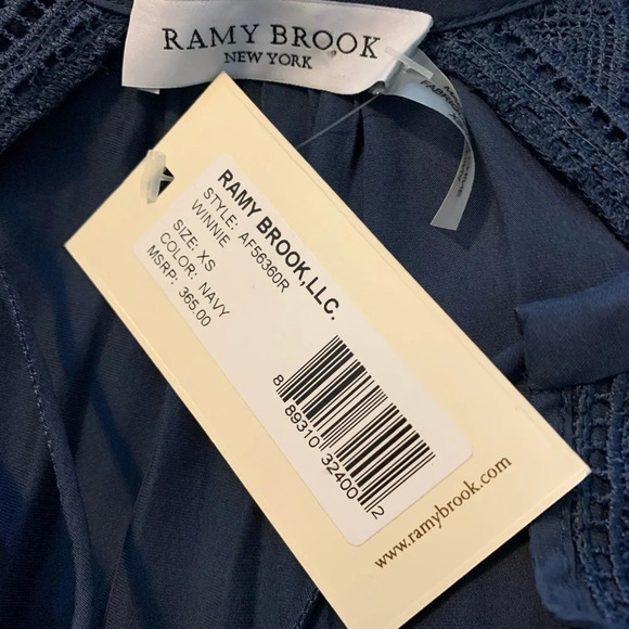 Ramy Brook Navy Winnie Blouse Top XS NWT $365 - Picture 5 of 6
